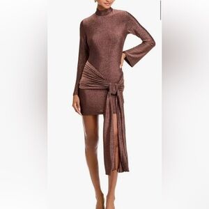 REVOLVE Brown Bodycon Mini Dress with Bell Sleeves